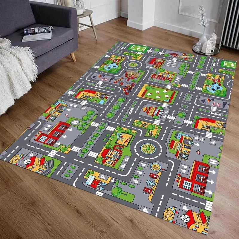 Kids Highway Play Mat, Non-Slip Rug for Playroom, Bedroom to encourage Imaginative Play.