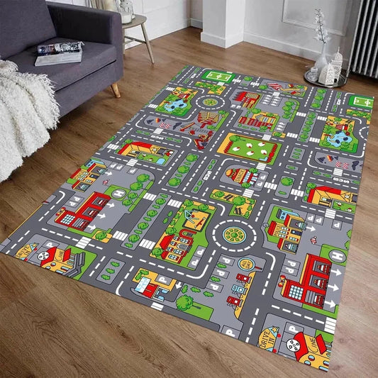 Kids Highway Play Mat, Non-Slip Rug for Playroom, Bedroom to encourage Imaginative Play.