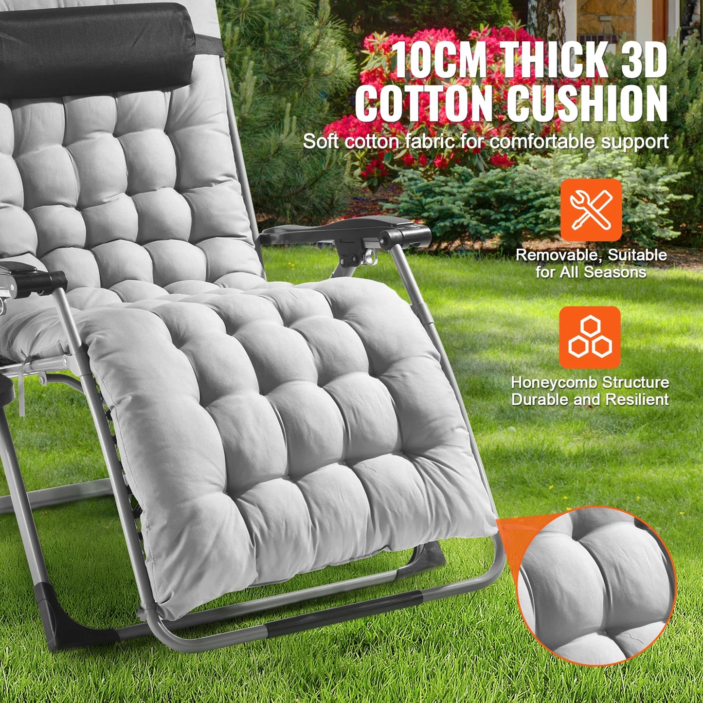 Zero Gravity Recliner -mLounge Chair, Adjustable with Cushion Footrest and Cupholder, for stylish patio decor and comfort you deserve.