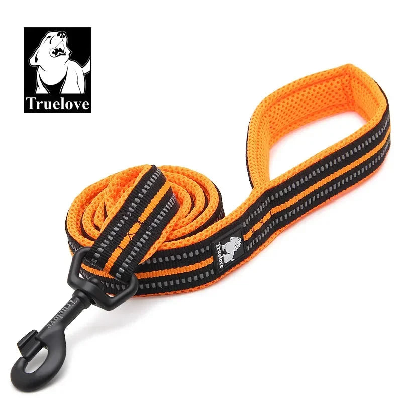 Soft Reflective Pet Leash of Nylon Mesh and Padded Handle for Safe and Comfortable Dog Walks