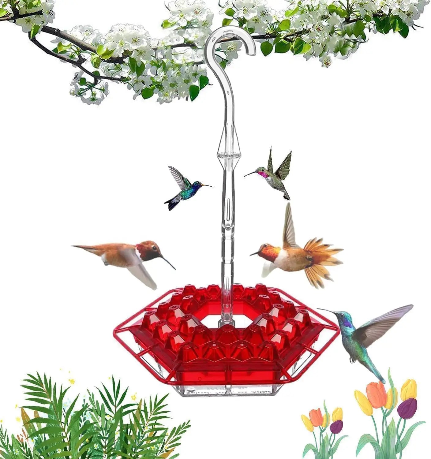 Hummingbird Feeders | Outdoor Hanging Leak-Proof Feeder With 30 Feeding Ports | Built-in Moat, Easy-Fill to attract Hummingbirds to your Yard.