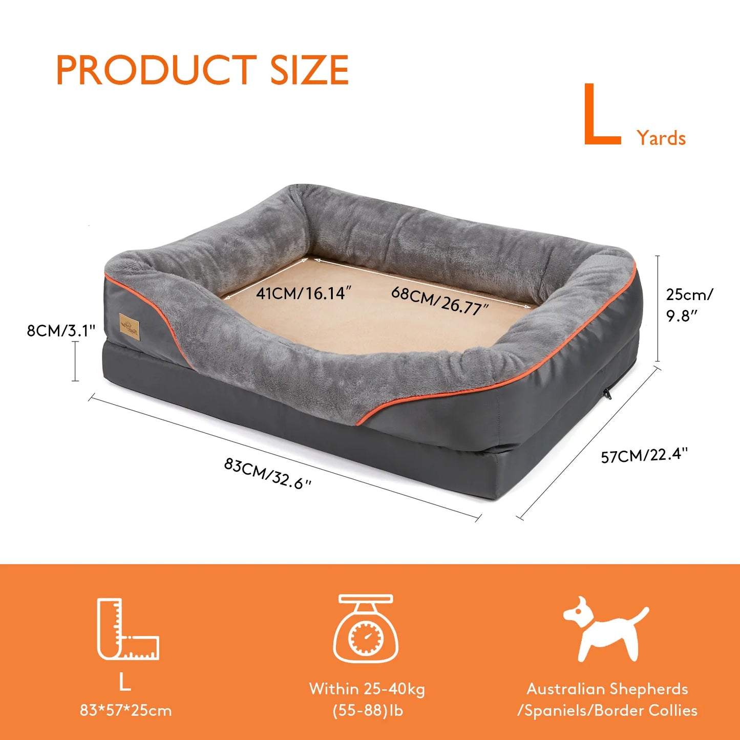 Large Dog Bed, Comfortable Anti Allergy Fleece with Removable Washable Cover.