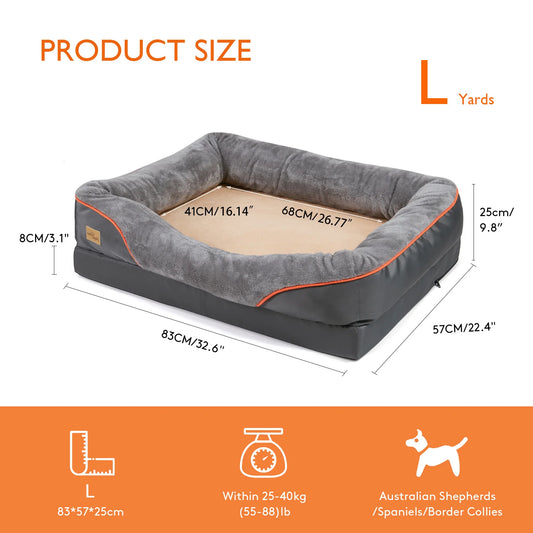 Large Dog Bed, Comfortable Anti Allergy Fleece with Removable Washable Cover.